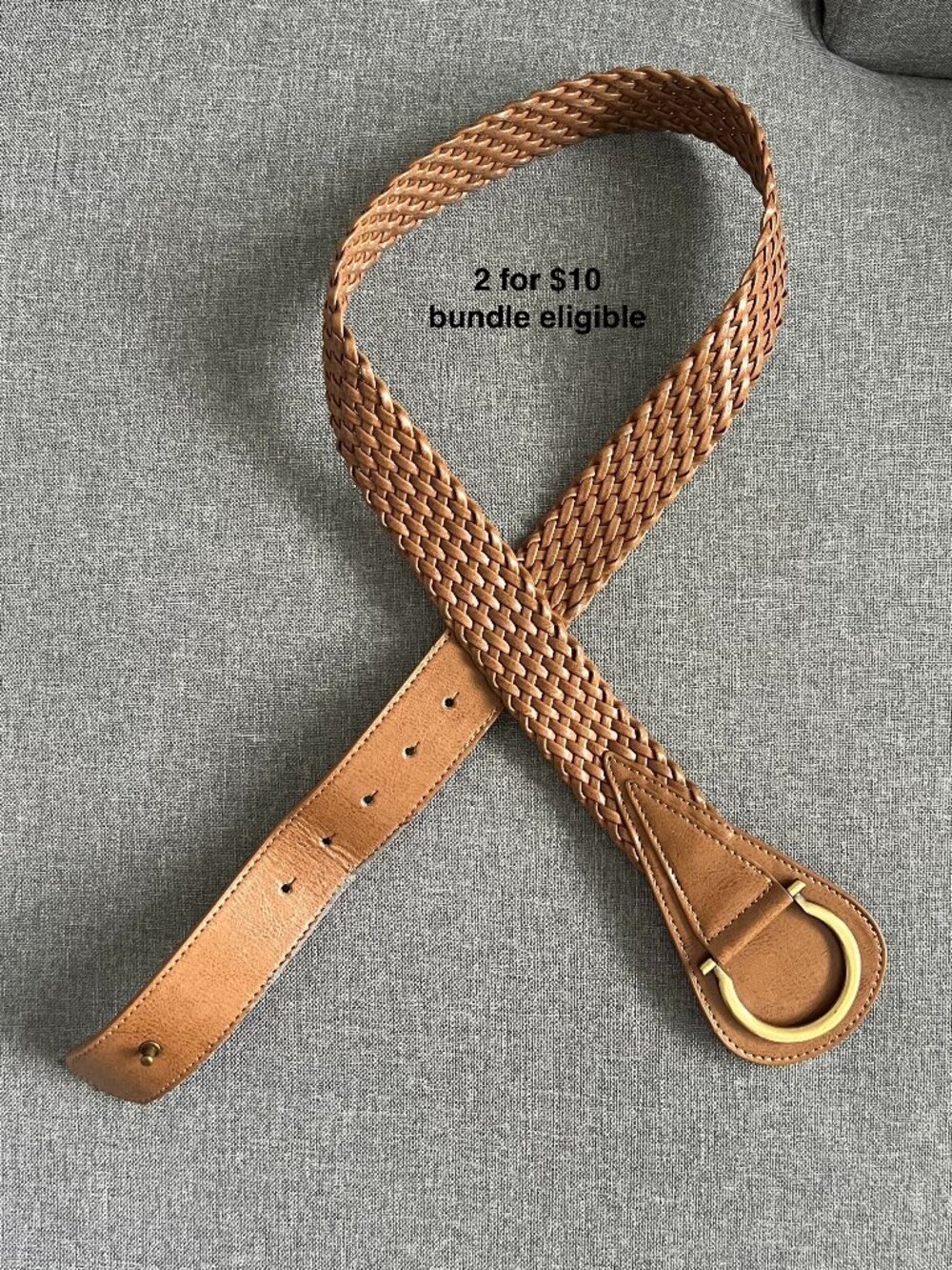 Urban Planet Tan Cognac Basketweave Belt with O-Ring Buckle
